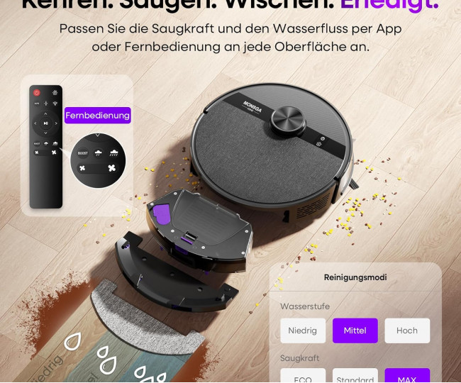 Робот-пилосос MONSGA 5000 з функцією вологого прибирання